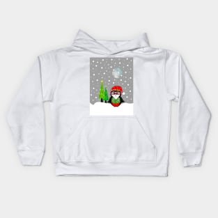 FESTIVE Christmas Penguin. Kids Hoodie